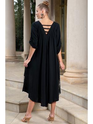 Сукня з мереживною вставкою та кишенями 5070-F-black-C